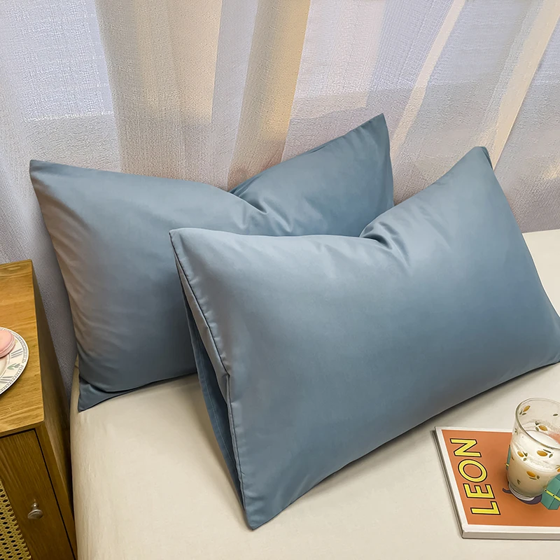 Bonenjoy 2pcs Pillowcase Solid Color Pillow Cover 48x74cm Cushion Cover for Home Bed Pillowslip Rectangle Pillow Cases 베개커버