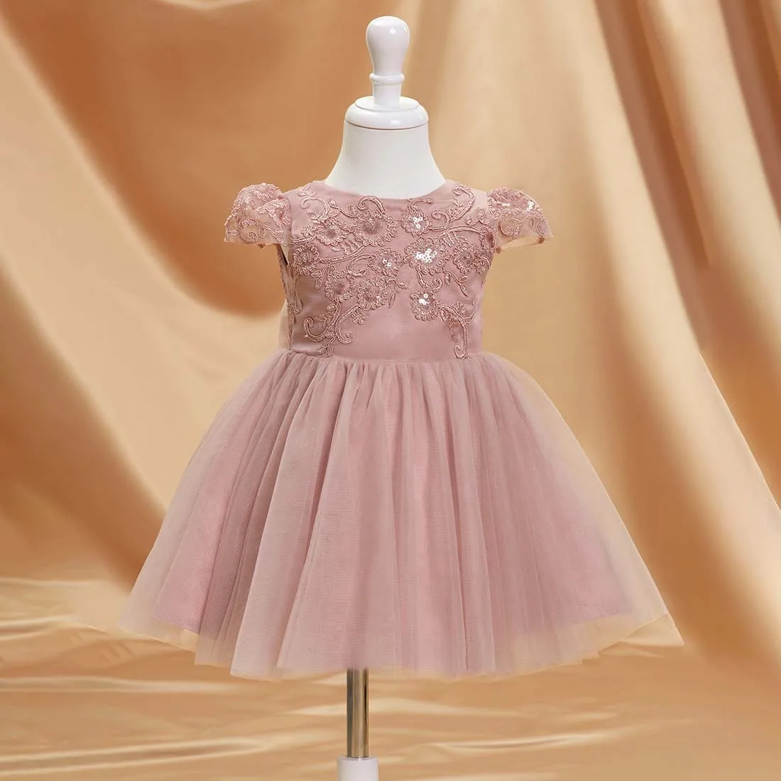 YZYmanualroom vestido de tul de encaje para niña de las flores, línea A, Scoop, hasta la rodilla, 2-15T