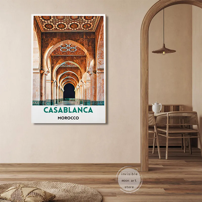 Travel Moroccan Art Casablanca Marrakesh Fes Building Art Poster Canvas Painting Wall Prints Picture for Room Home Decor Cuadros