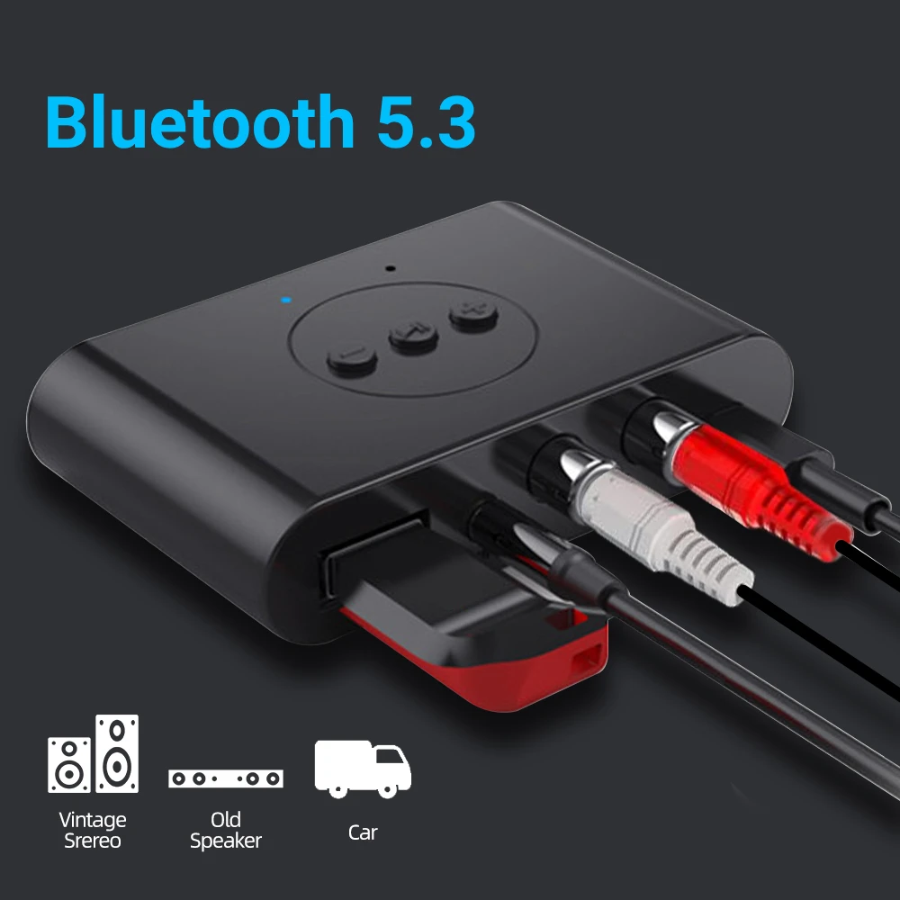 Bluetooth 5,3 Audio Receiver NFC U Disk RCA 3,5mm AUX USB Stereo Musik Wireless Adapter Mit Mikrofon Für Car Kit lautsprecher Verstärker