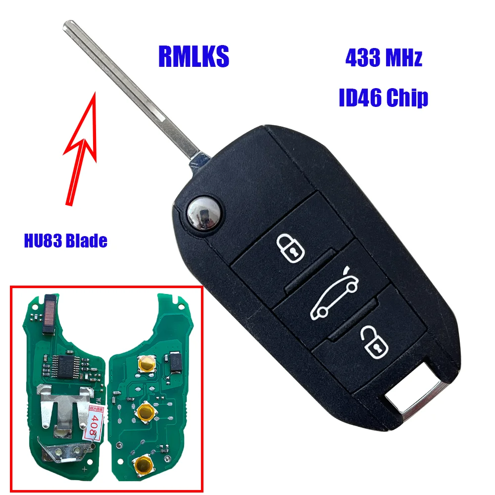 434Mhz ID46-7941 OEM Remote Flip Car key for Citroen C3 C5 Aircross Peugeot 208 308 508 2008 Hella 3BTN Light Control