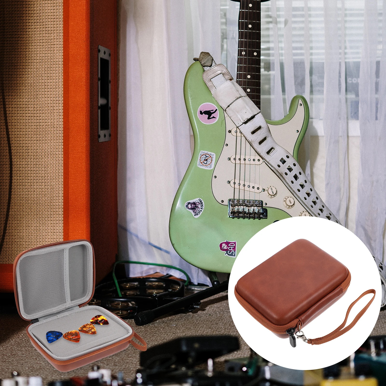 

Musical Instrument Pick Storage Bag Travel Acoustic Guitar Pouch Eva Electric Holder