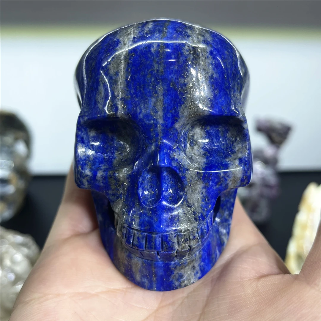 

100% Natural Stone Carving Lapis Lazuli Crystals Skulls Figurine Collections Indie Jewelry Supplies Witchcrafts Desk Ornaments