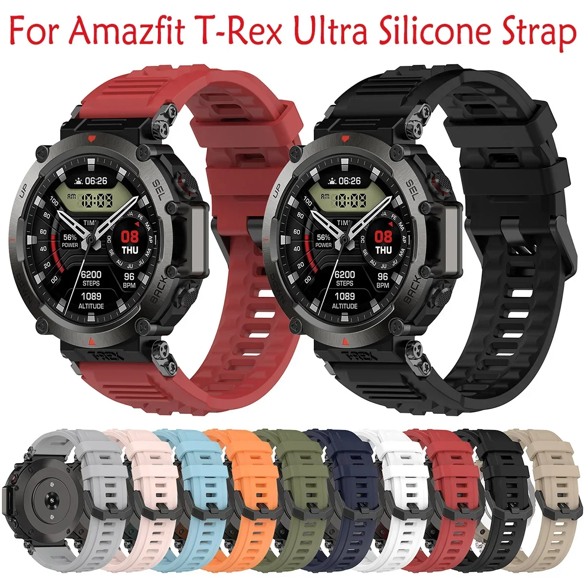 

For Amazfit T-Rex Ultra Silicone Strap Sports Bracelet For Amazfit Trex Ultra A2142 Quick Release Silicone Replacement Wristband