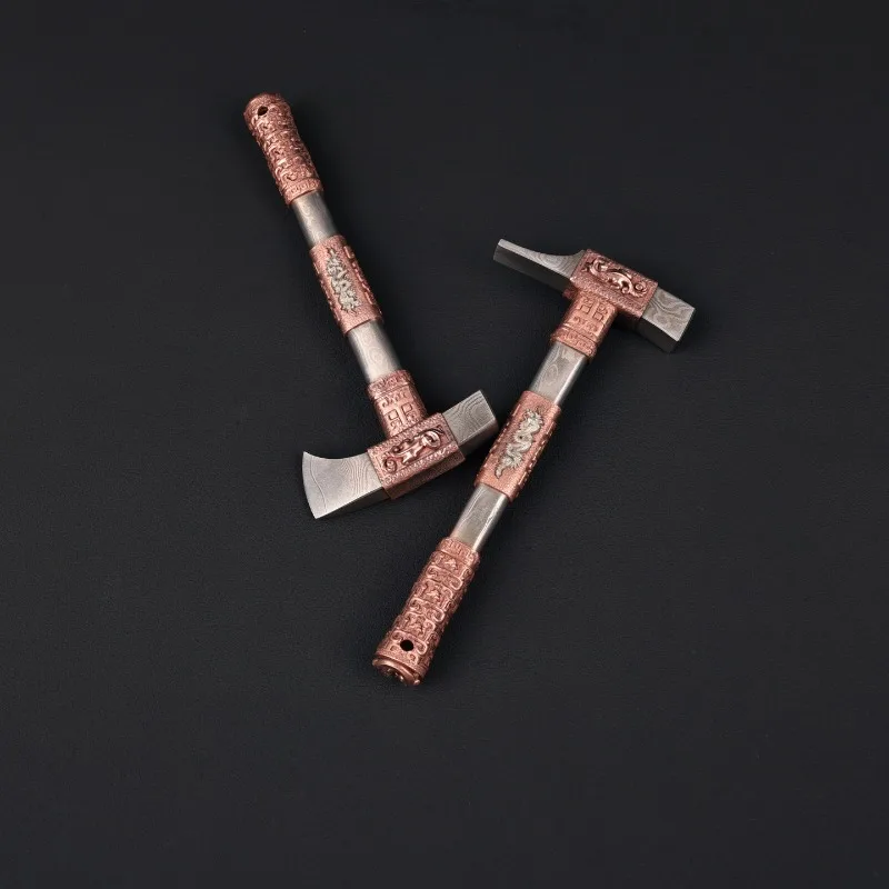 Copper Refined Damascus Steel Hornbill Small Hammer Small Axe Cake Play Collection