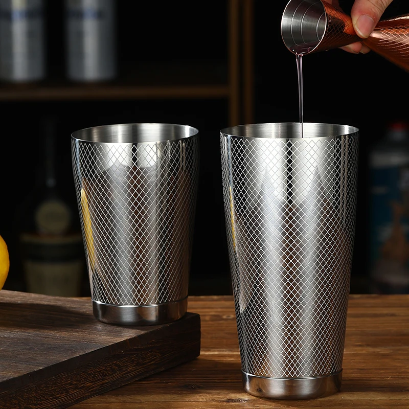 Stainless Steel Boston Shaker Bar Shaker with Different Surface Finish -2 Piece Cocktail Shaker, 15-Ounce and 25-Ounce