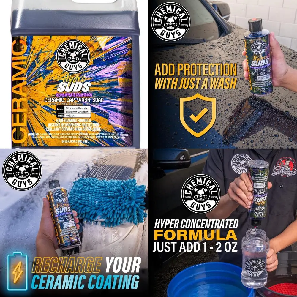 

HydroSuds Ceramic SiO₂ Shine High Foaming Car Wash Soap - Foam Cannon Soap, Works with Foam Guns or Bucket Washes Safe for Cars,