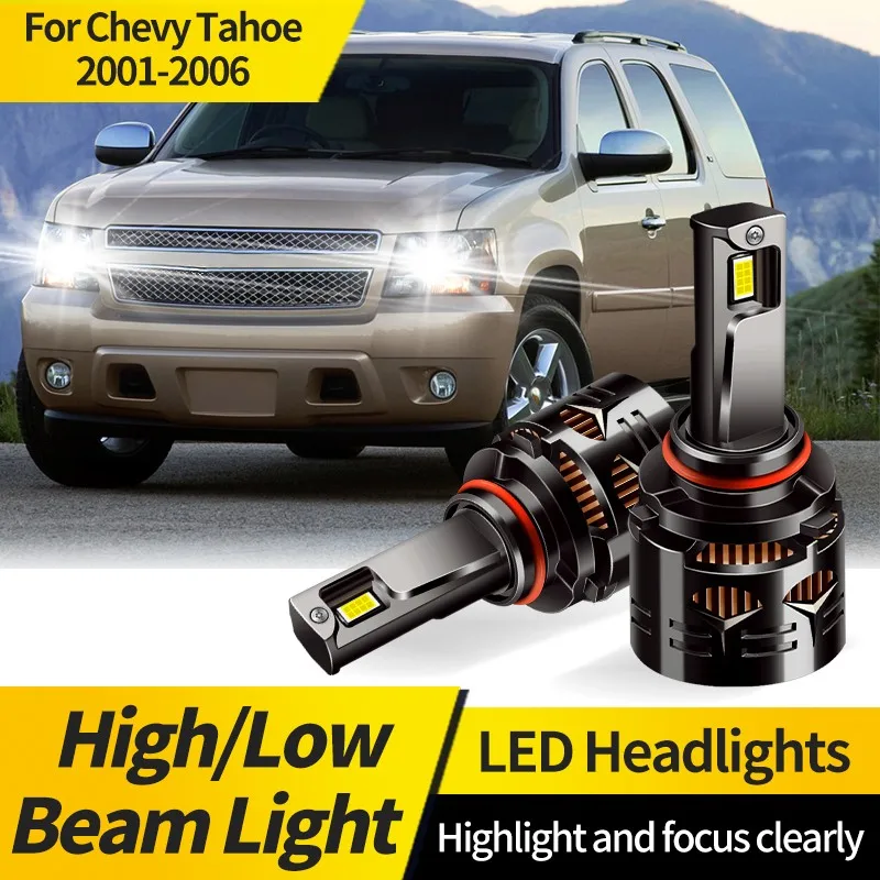 

2PCS 9005 HB3 LED Headlight Bulb 9006 HB4 Super Bright Auto Hi/Lo Beam Lamp Turbo Bulbs For Chevy Tahoe 2001 2002 2003 2004-2006