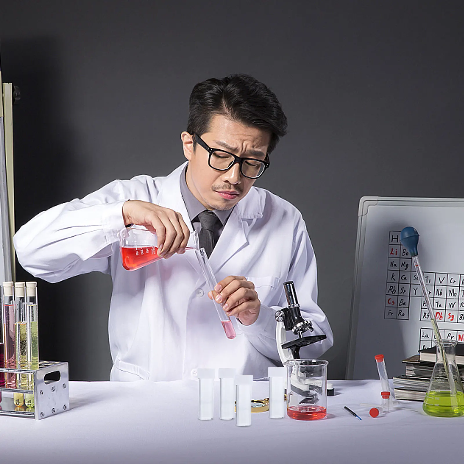 

50 Pcs Sputum Culture Bottle Clear Containers with Lids Jars Test Tubes Specimen Plastic Small