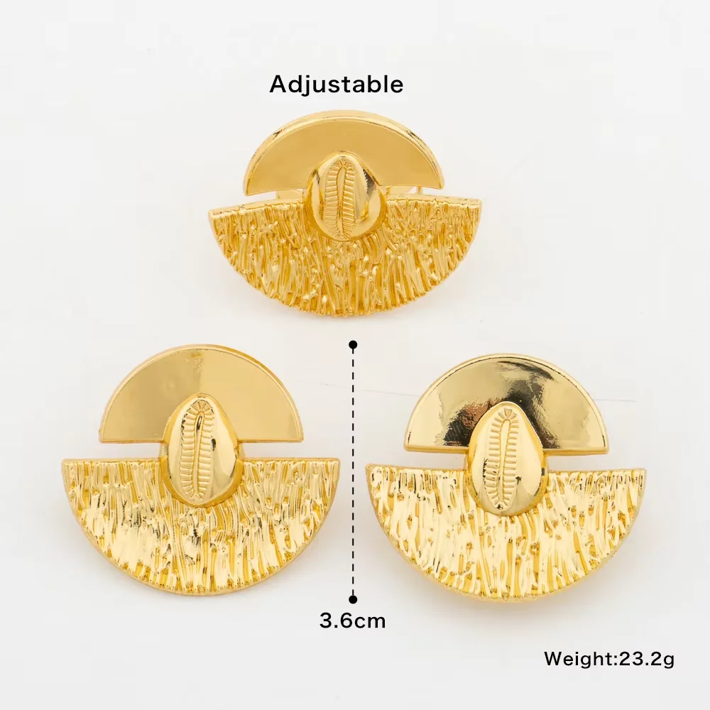 Afrikanisches vergoldetes Ohrringe- und Ring-Schmuckset für Frauen, neues Design-Ohrringe und Fingerring-Set als Geschenk für brasilianischen Schmuck – Detail 6