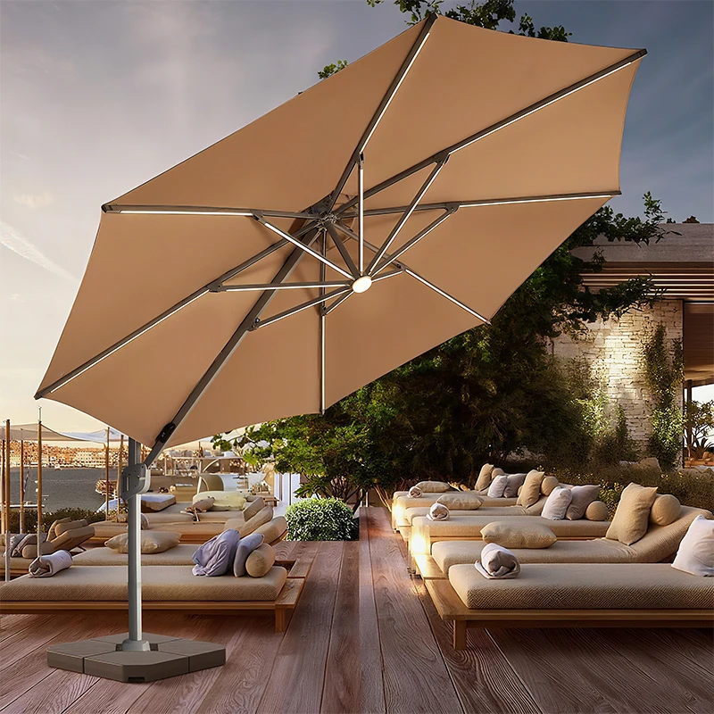 High Quality Solar Led Patio Umbrella Outdoor Parasol Large Roman Umbrella OUTDOOR MARKET UMBRELLA