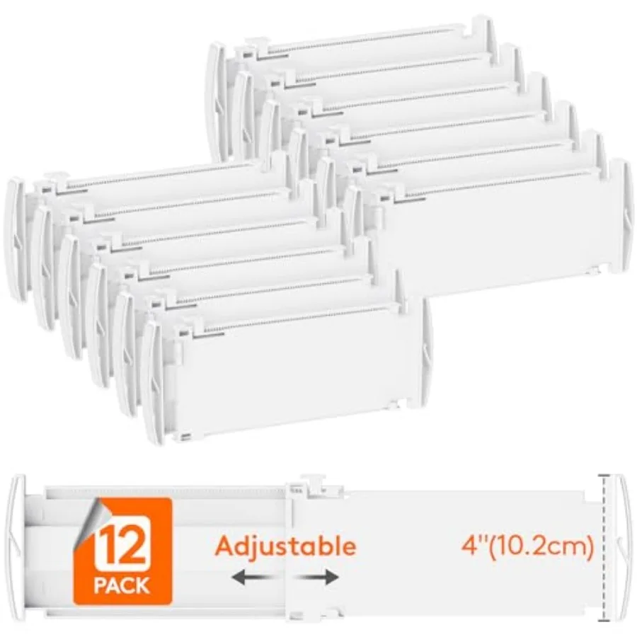 

12 Pack Drawer Dividers 4" High 10.5-16.5" Dresser Drawer Divider with 5 Pack Drawer Dividers for Clothes 4" High 11-17" Dresse