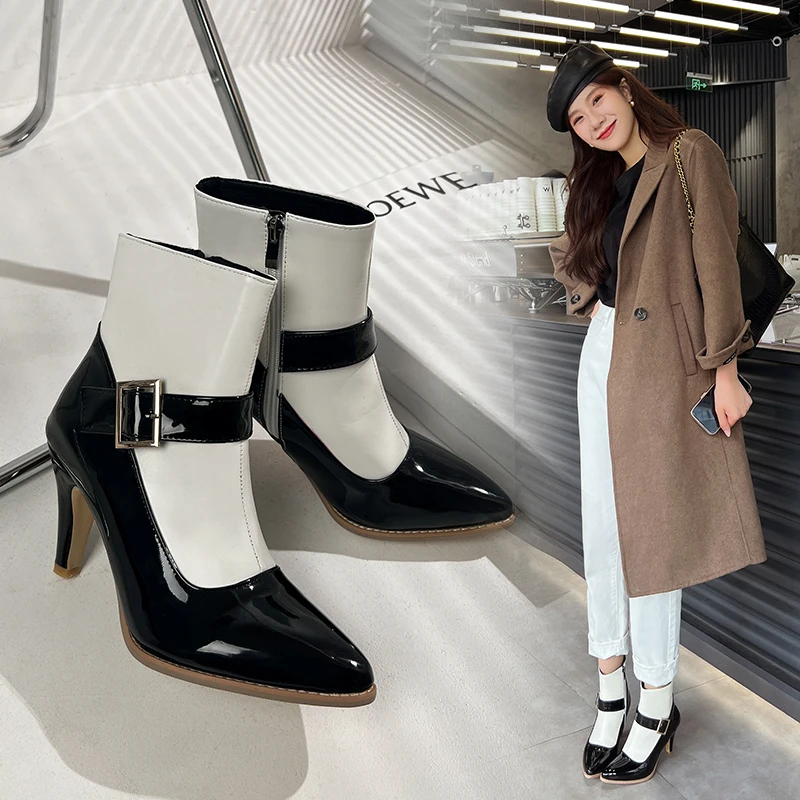 Women's Western Cowboy Boots Autumn New Women's Shoes retro Travel Pointed Toe Broken Boots Sleeve Slim Brushed Boots Extra Large Size 47 Size 11 13 Women's Shoes