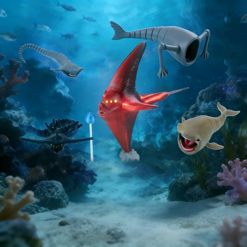 Figura de acción con estampado 3D Sea Eater Bloop Gran Maja, modelo de muñeca de juguete, regalo de Navidad, figuras de monstruos del Mar profundo móviles