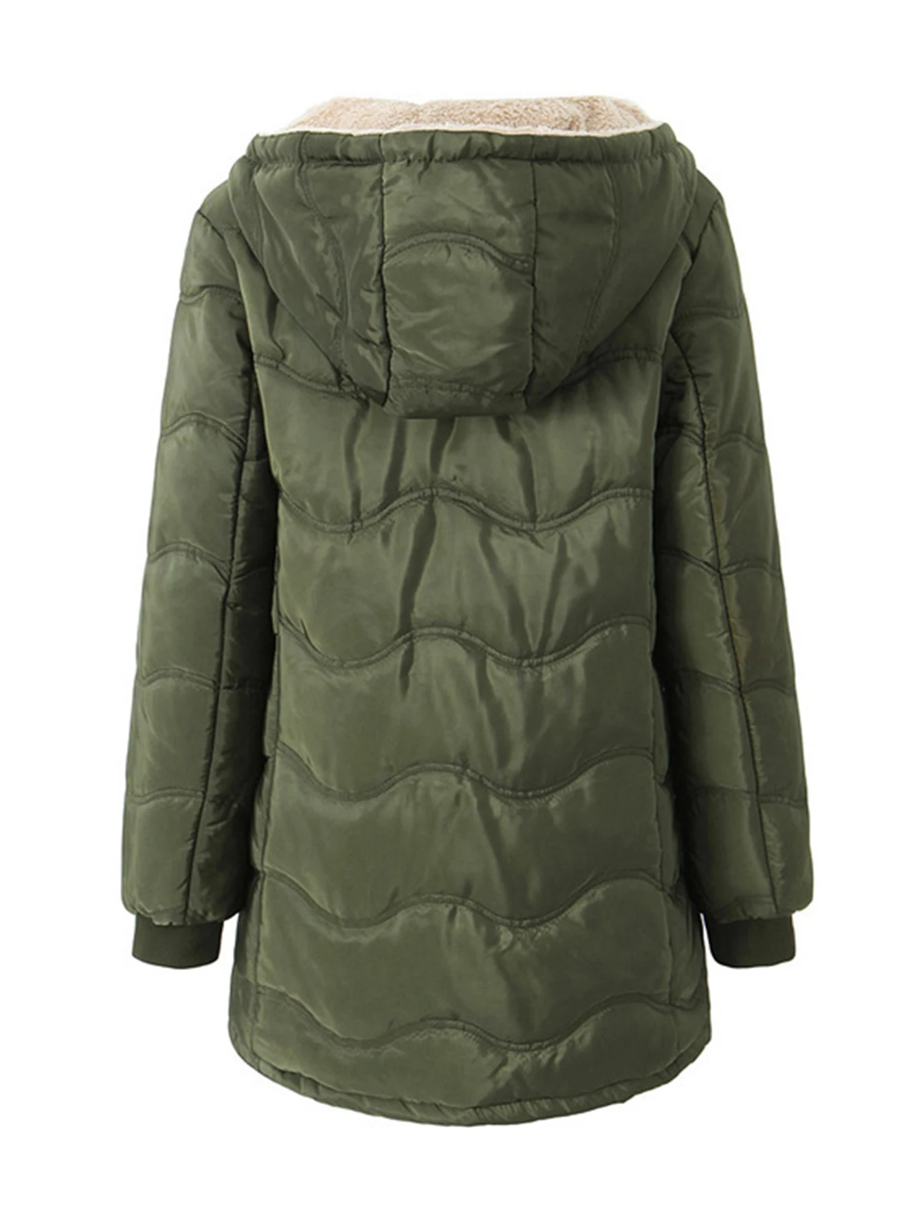 Casual katoenen gewatteerde jas met lange mouwen, rechte mouw, stijl, comfortabele damestop, modetrend bovenkleding