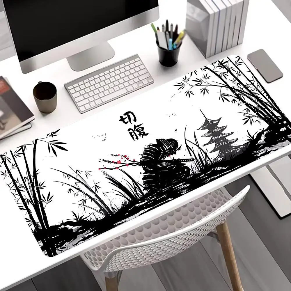 

Bamboo Samurai Mouse Pad Large Gaming Non-slip Seamed Nootbook Game Rug Cushion Edge Mousepads Laptop Tablet Mat Mini PC Playmat