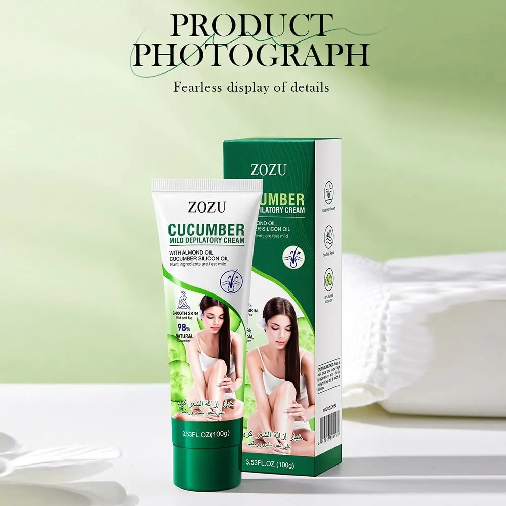 Non-stimulating Hair Removal Cream Painless Mild Cucumber Gentle Reduces Hair Growth Mild Depilatory Cream