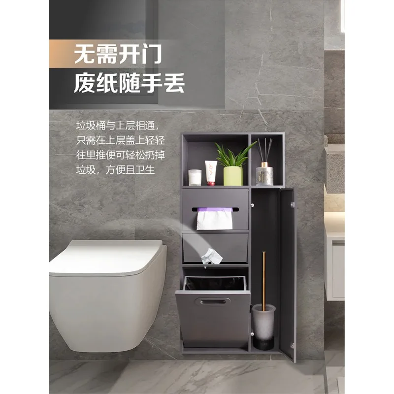 Stainless steel trash can embedded niche concealed toilet toilet storage next to bathroom toilet