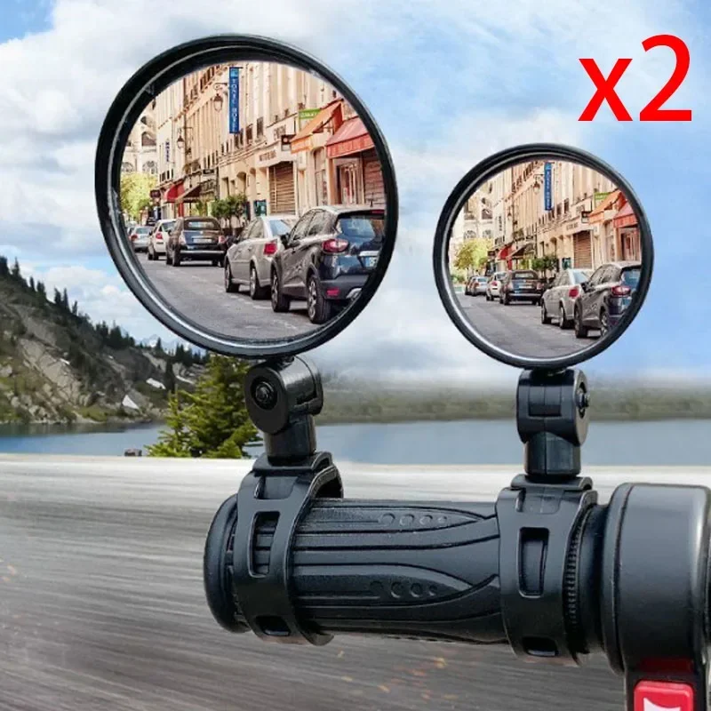New 2pcs Adjustable Rotate Bicycle Auxiliary Rearview Mirror Wide-Angle Convex Cycling Rear View Mirrors Accessories