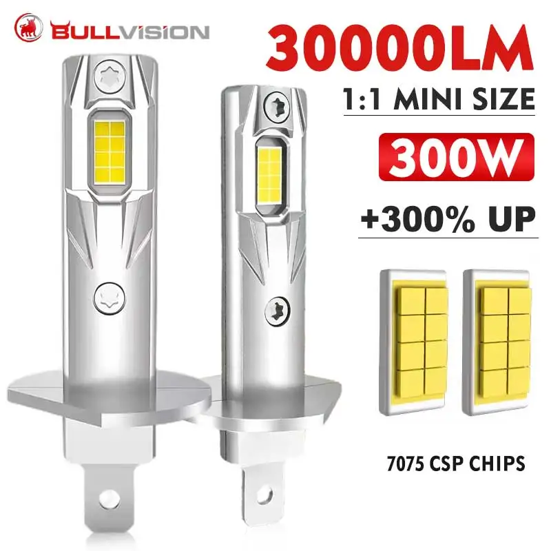 

Bullvision H1 LED Headlight Bulb Mini 30000LM CSP for Car Headlamp Fanless Light Auto Diode Fog Lamps 12V 6000K Automobile 2PCS