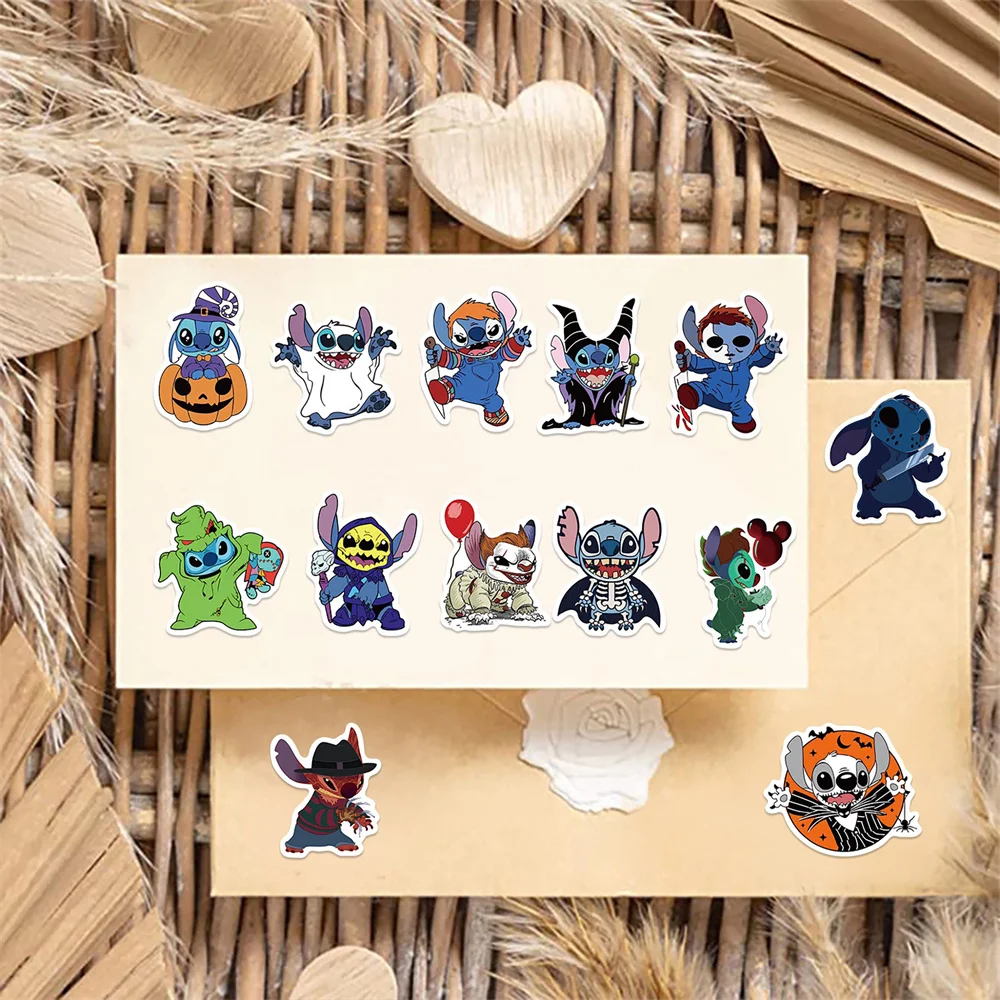 50 stuks Disney Stitch Horror Thema Graffiti Stickers voor Kerstmis Halloween Planners Cases Laptops en Drinkware Gunst Stickers