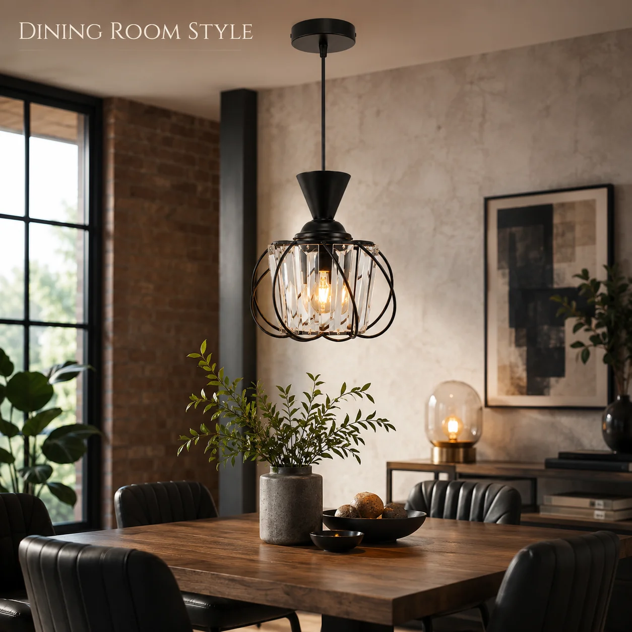 JOYINLED Modern Minimalist Glass Pendant Lamp E26 E27 Bulb Socket Hanging Ceiling Light for Dining Room Bedroom Hallway Black