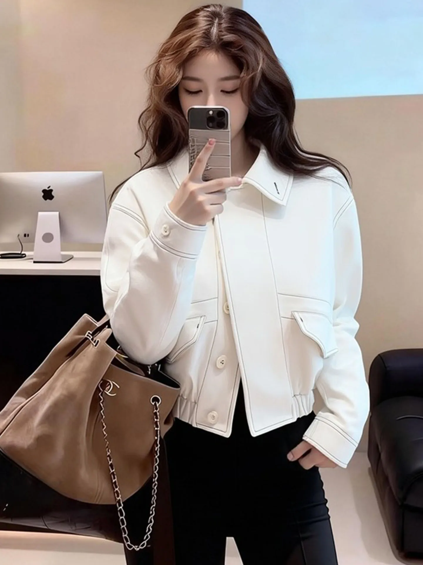 

Женская весенняя новинка: свободная повседневная блузка с пуговицами, приталенный крой, однотонная, длинный рукав, для офиса