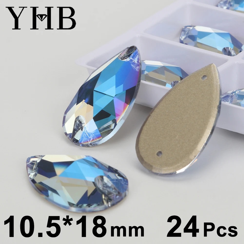 YHB 211MO Lt Sapphire Moonlight XIRIUS Comsic Drop Glass Sewing Stones Flatback Sew on Rhinestones For Garment Clothes Bags
