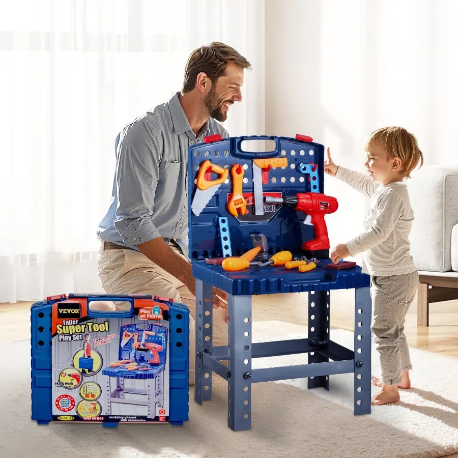 

Workbench 56 pcs Tool Bench with Realistic Tools and Electric Drill