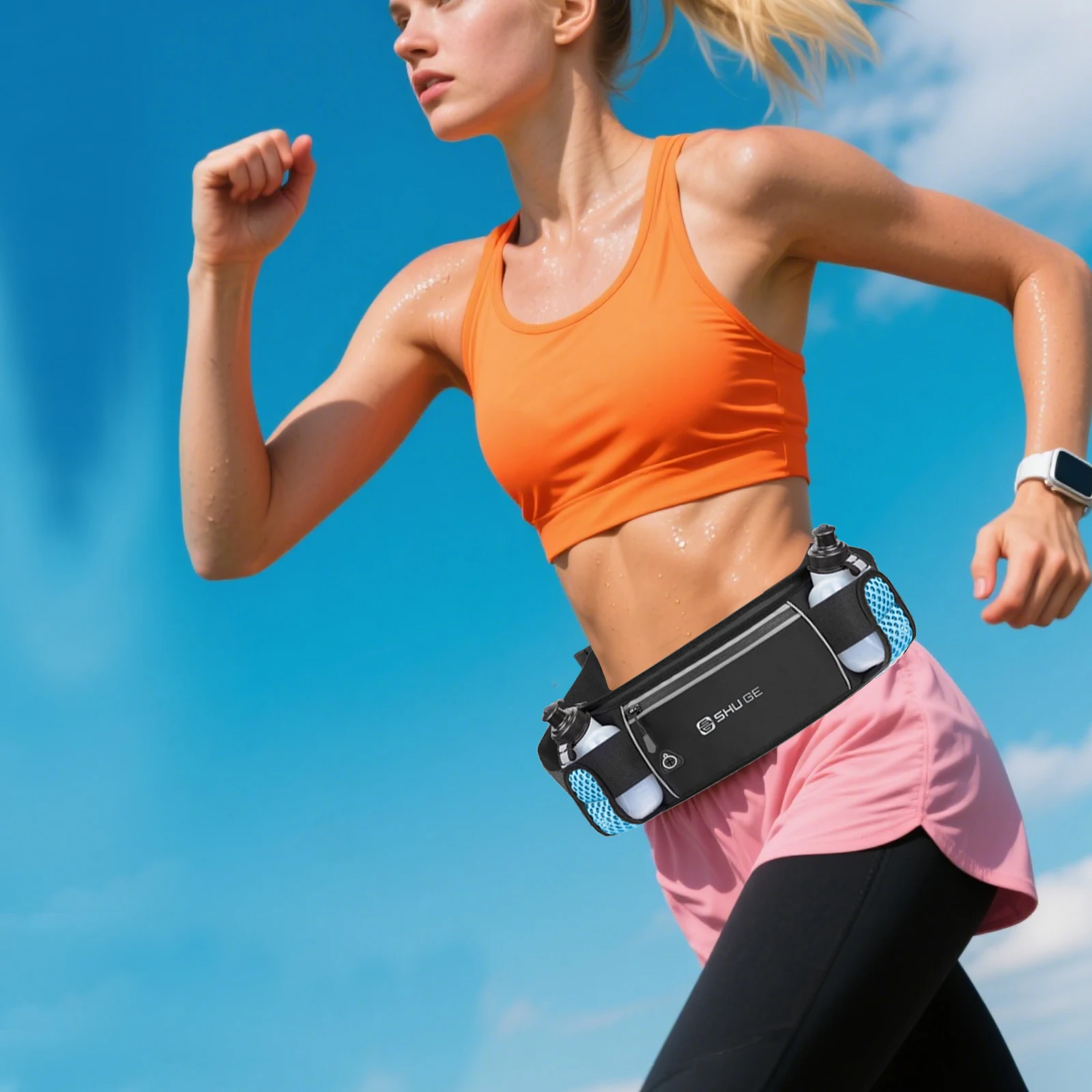 

Waist Bag with Bottles Waist Pack with Adjustable Strap Cycling Bag for Running Hiking Walking Cycling