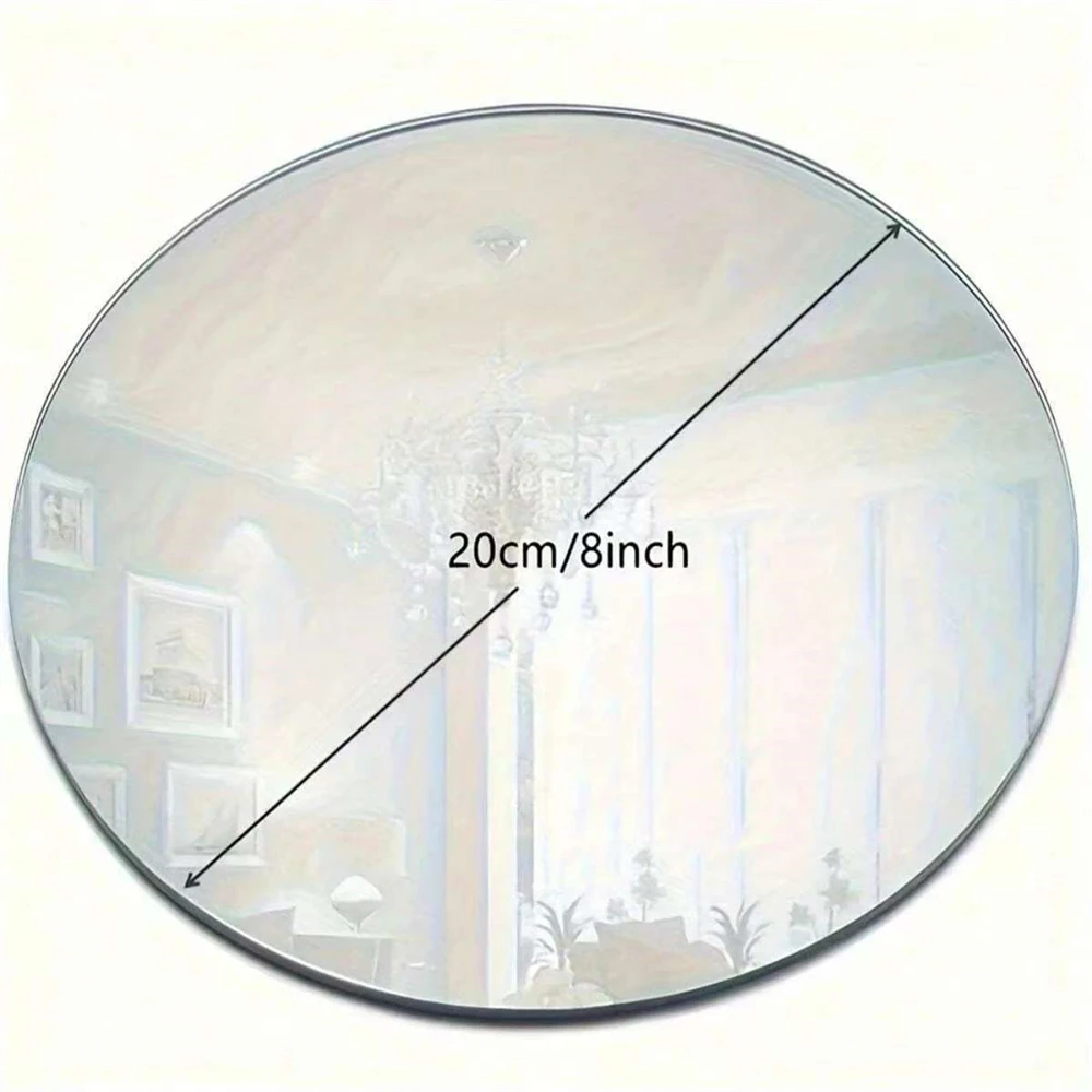 10PCS Acrylic Round Mirrors 8 Inch Circle Candle Plates Wedding Table Centerpieces Wall Decor Mirror Trays for Events