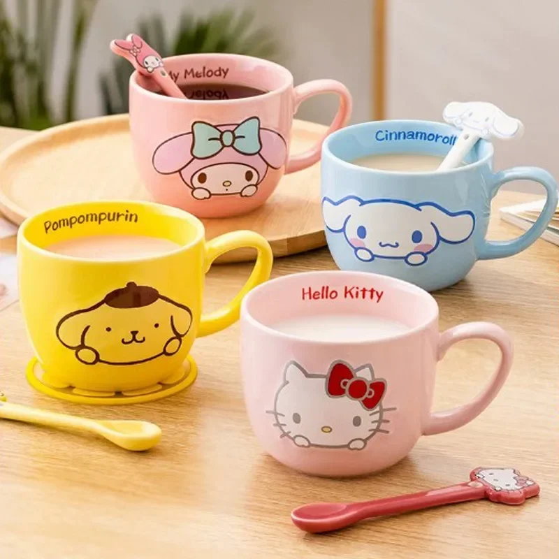 Hello Kitty Y2K Ceramic Mug Kawaii Sanrioed Anime My Melody Cute Cartoon Pompompurin Girl Heart Milk Bottle Cup Gifts for Girls