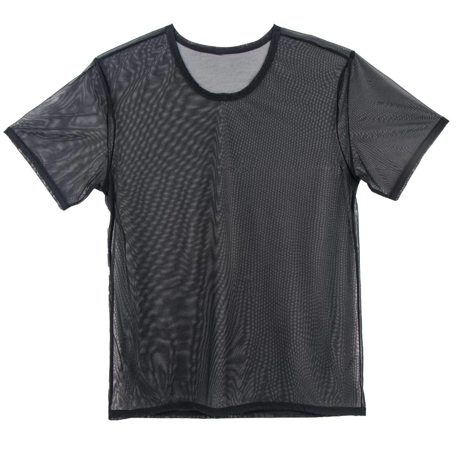 Men\'s Mesh See-through Fishnet T Shirt Sexy Short Sleeve Nightclub Wear T-shirt Men Party Perform Streetwear Tops Undershirt