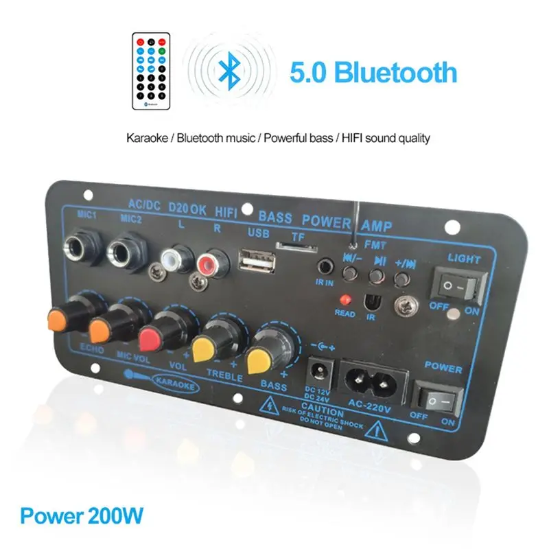 

(BOFF) Плата Bluetooth-усилителя HiFi для басов, сабвуфера, аудио и караоке, материнская плата для динамиков (вилка EU)