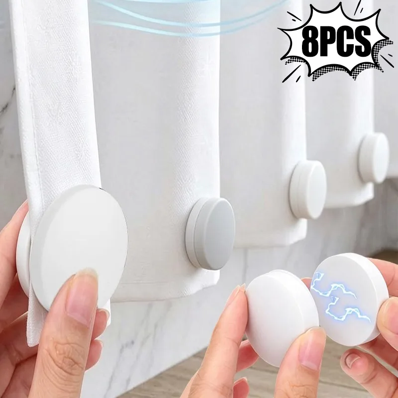 2/8Pcs Magnetic Curtain Clips with Weights Silicone Coated No Sew Curtain Weights To Reduce Fluttering for Sheer Curtains Window