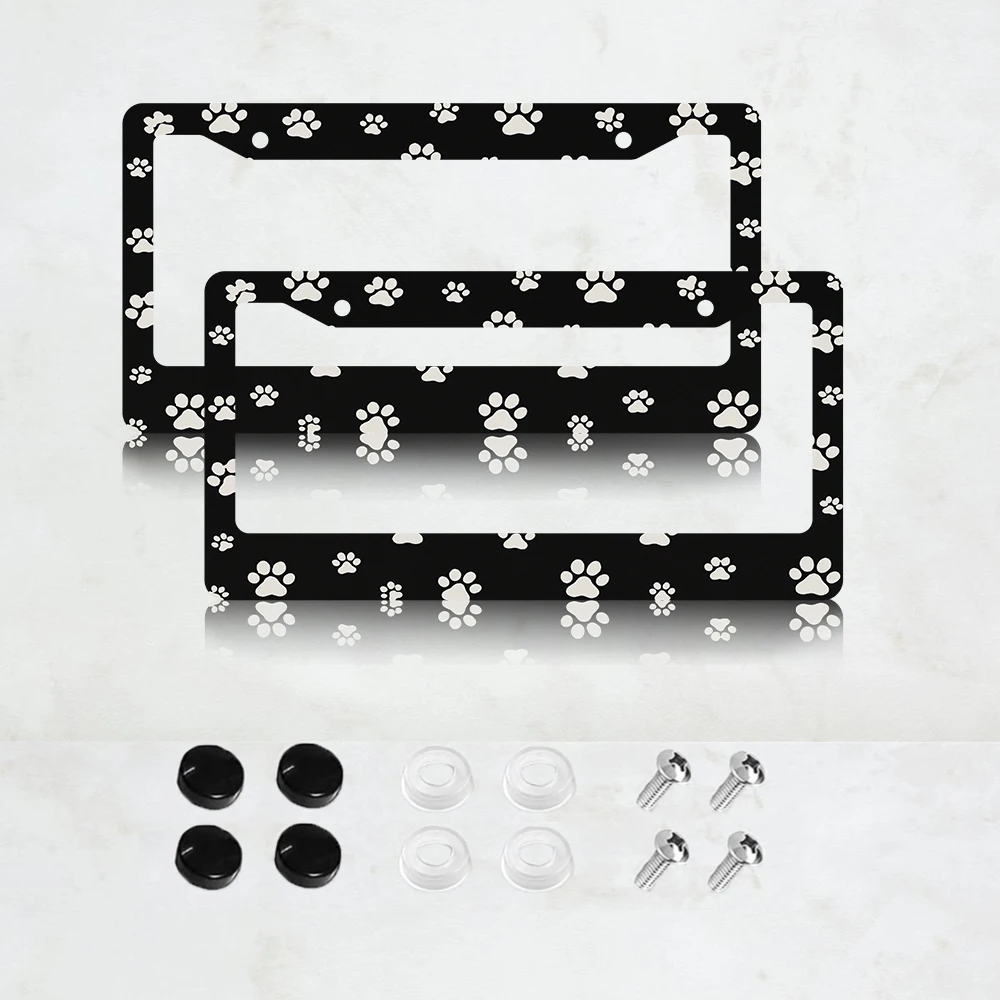 

Универсальная черная рамка для номерного знака с принтом лапы, 2 шт., алюминиевая, 6 x 12 дюймов, стандартный размер США, декоративная, для автомобиля