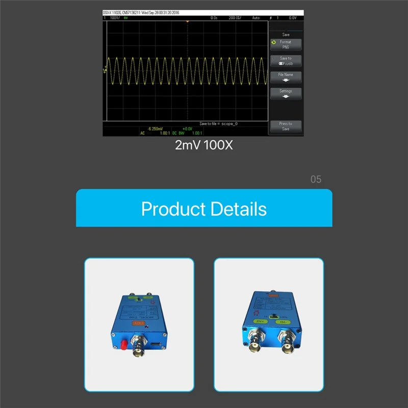 

Y42A-10M Bandwidth Oscilloscope Differential Gain Split Probes Weak Electrical Signal Measurement Tool 100X Signals Amplifier