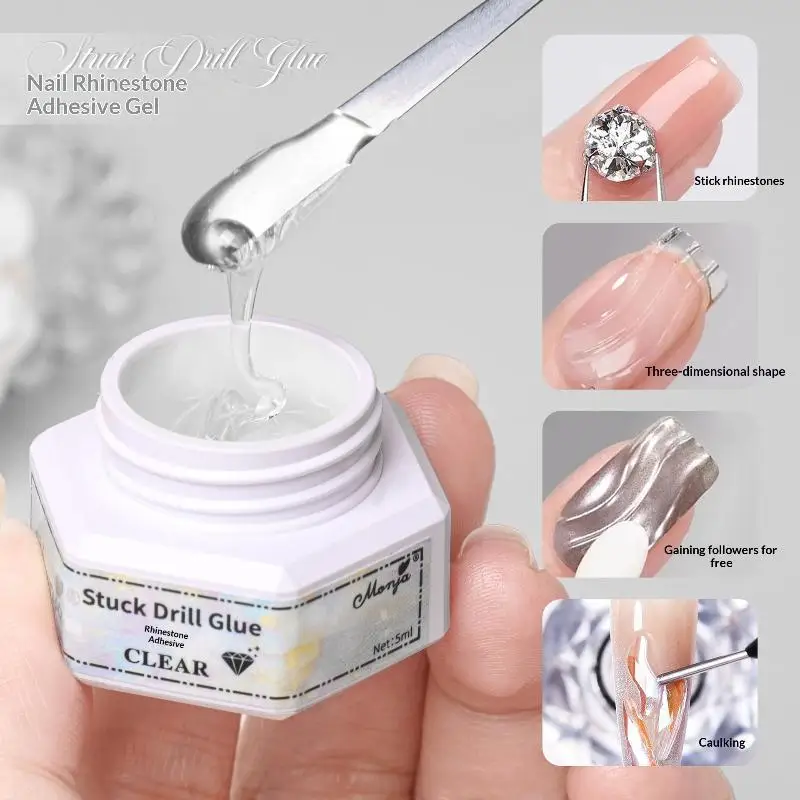 5ml 5 IN 1 Nail Glue Gel Multi-functional Rhinestone Stick Reinforcement Gel 3D Shaping Sculpting Carving Nails