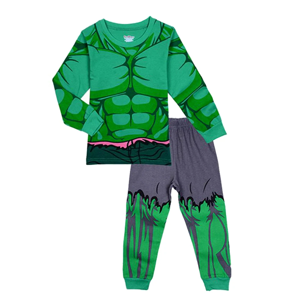 Spring and Autumn Long Sleeve Cosplay T-Shirt The Incredible Hulk Boys Girls Long Sleeve Clothes 1-7Y Kids Pajamas Set