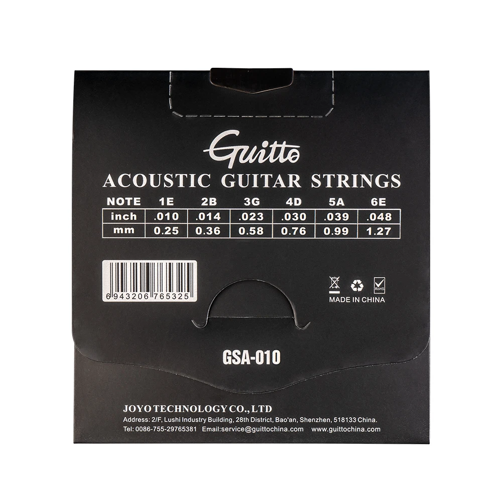 JOYO Guitto Series GSA-010 6pcs/Set Acoustic Guitar Strings High Carbon Steel Alloy Guitar Strings for Acoustic Folk Guitar