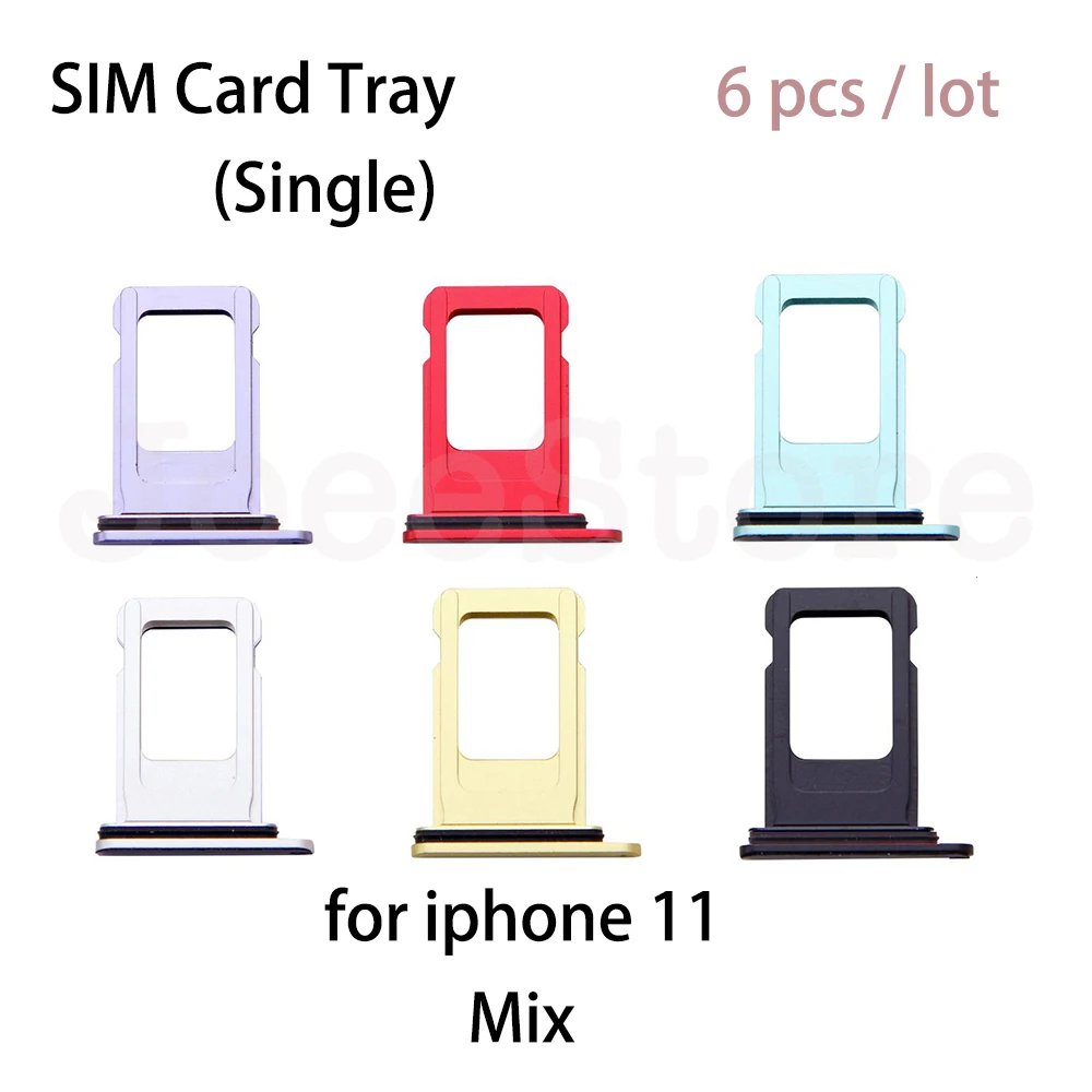 JoeeStore 6pcs Sim Card Tray For iPhone 11 Dual & Single SIM Card Slot Holder Adapter Socket Repair Replacement Parts image 2