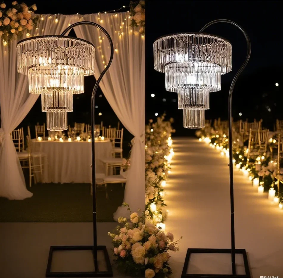 

2 Sets Wedding Arch Decorations Iron Hook With Icicle Hanging For Aisle Walkway Ceremony Garden Wedding Decor Event Centerpiece