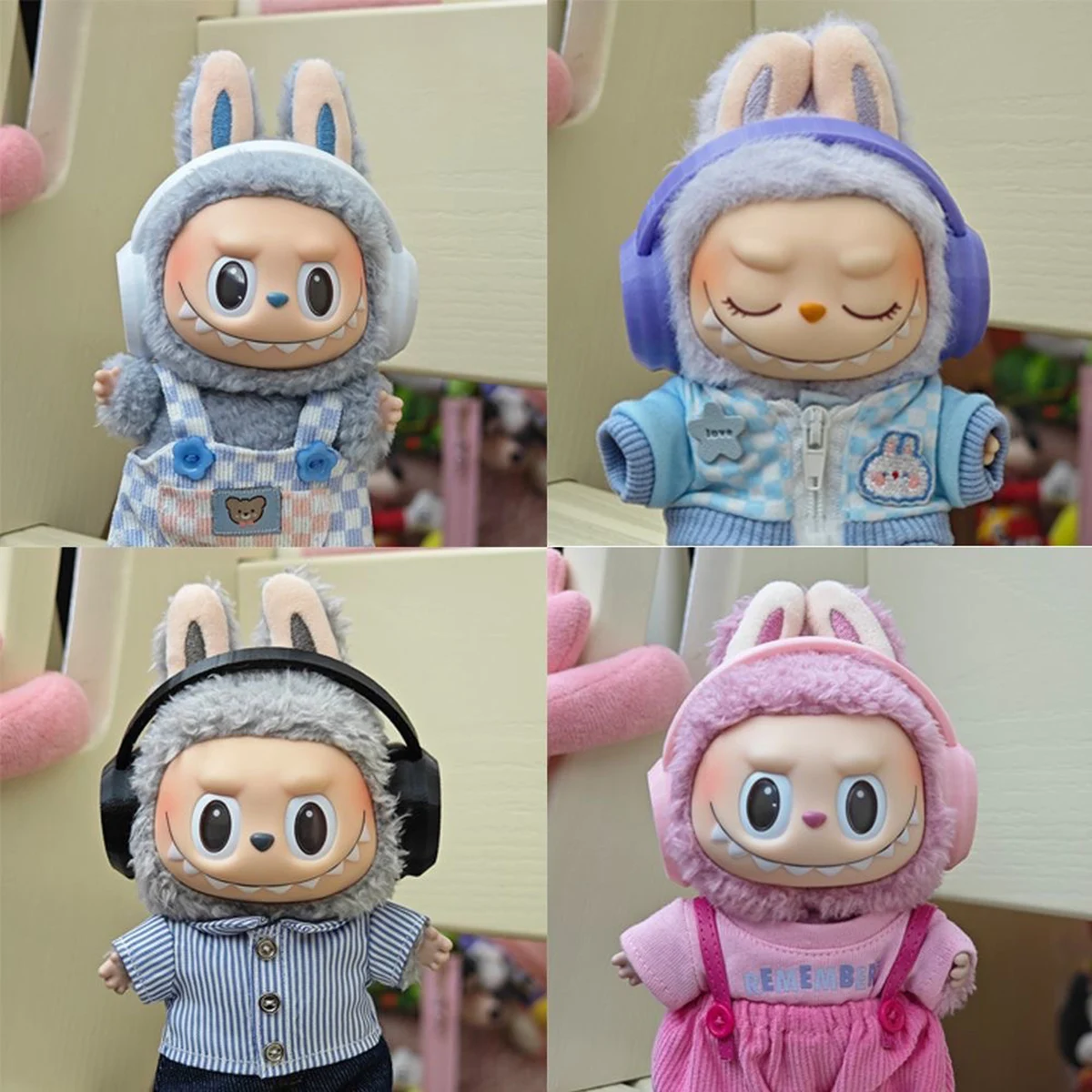 Mini Plush Doll Headset Decoration for Labubu I II Fashion Earphone DIY Doll Accessories Gift