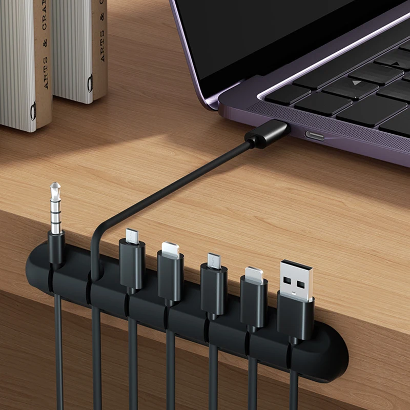 1pc Cable Organizer Management Wire Holder Flexible USB Cable Winder Tidy Silicone Clips For Mouse Keyboard Earphone Protector