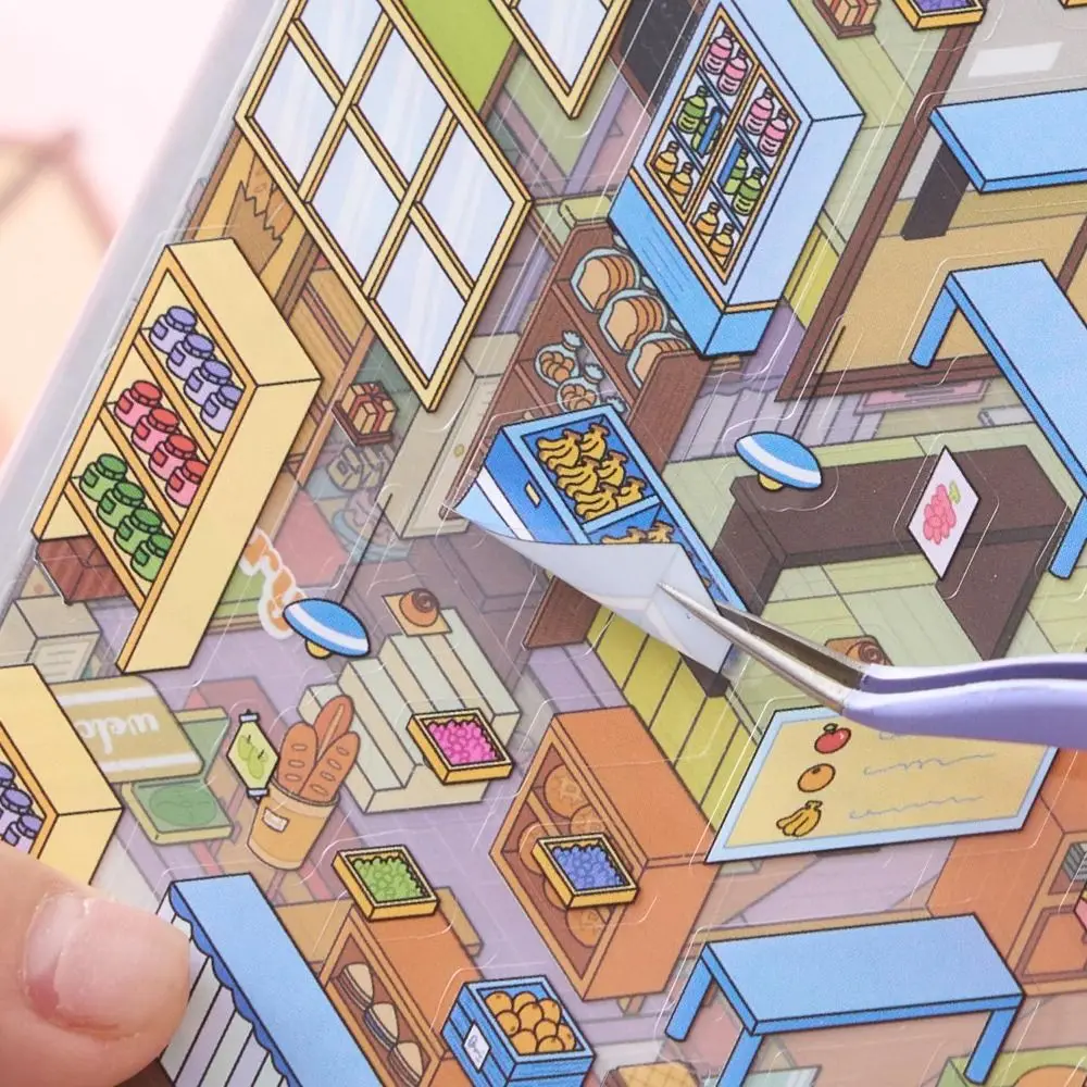 

20-в-1 миниатюрная пейзажная наклейка, коллекция декомпрессионных ПЭТ, сделай сам, наклейка на кабину, сцена, мультяшная 3D пейзажная наклейка для мальчиков/девочек