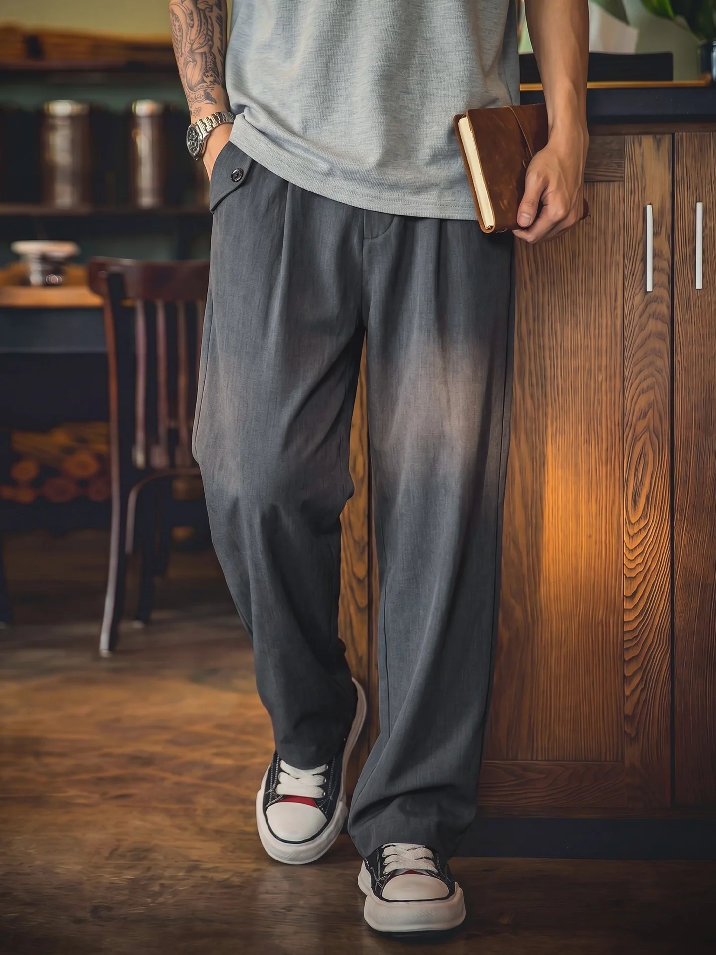  Lightweight Straight Leg Casual Pants for Men Summer New Loose Thin Elastic Anti-Wrinkle Easy Care Long Trousers