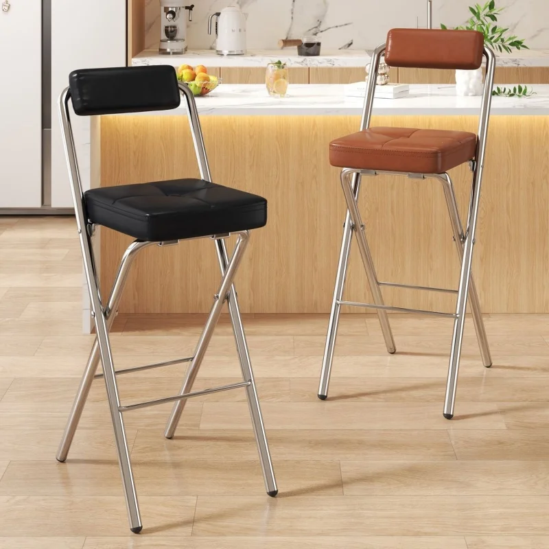Foldable High Chair Modern Bar Stool with Backrest Creative Stool Load-bearing Home Furniture Ergonomic Kitchen Stools Seating