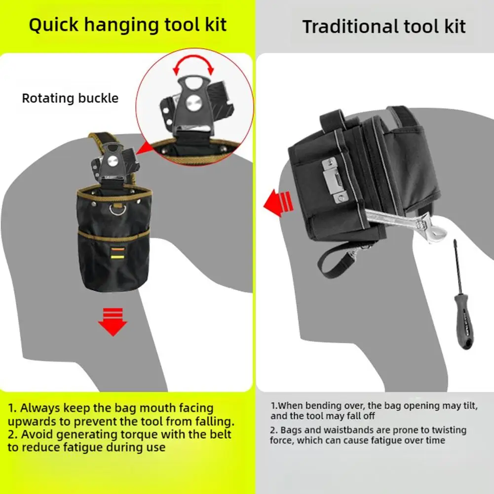 Rotierenden Werkzeug Taille Tasche Werkzeug Tasche Elektriker Teile Werkzeug Schnell hängen Nagel Wasserdichte Holzbearbeitung Fall Lagerung Tasche Organi U3Y6