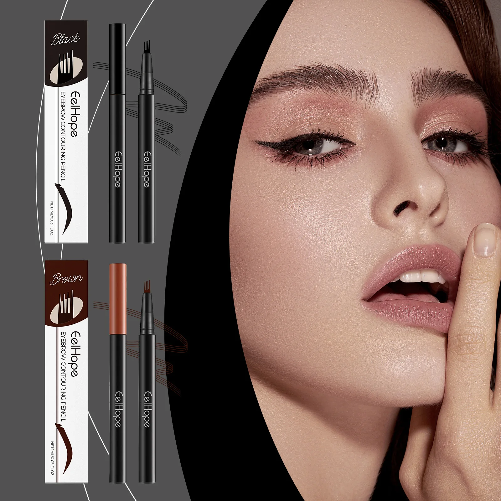 Four-pronged Eyebrow Pencil Micro-pronged Tip Applicator Eyebrow Pencil Moisturizing Nourishing Makeup-holding Eyebrow Pencil