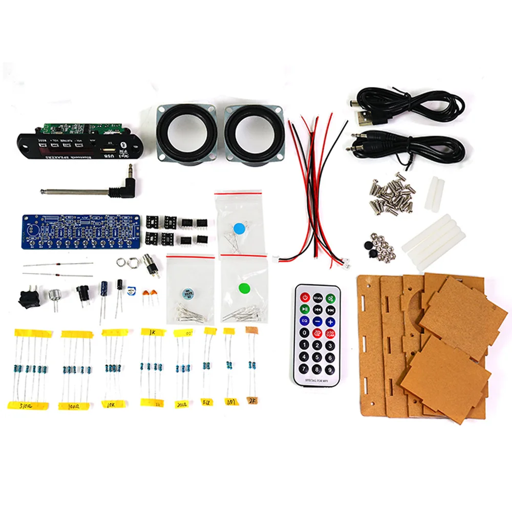 DIY Bluetooth Speaker Kit with FM Radio 87.5-108MHZ DIY Soldering Project Practice Electronic Kit Solder Assembly U Disk TF